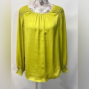 ALEX‎ & LILI Lime green balloon sleeve top size L.